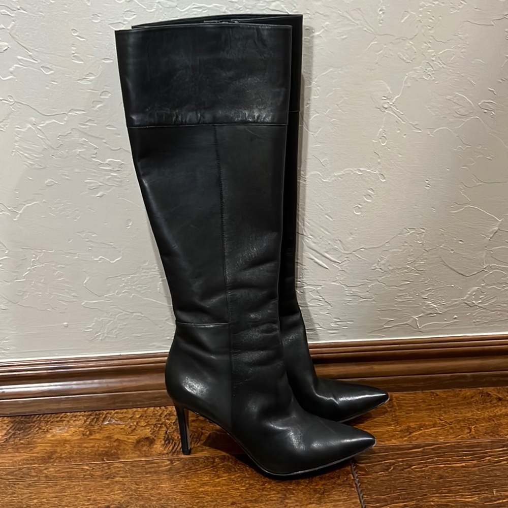 Via spiga black tall high heel boots 7.5